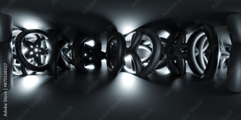 360 degree panorama of an abstract black and white geometric structure vr environment map 360 degree panorama of an abstract black and white geometric structure vr environment map