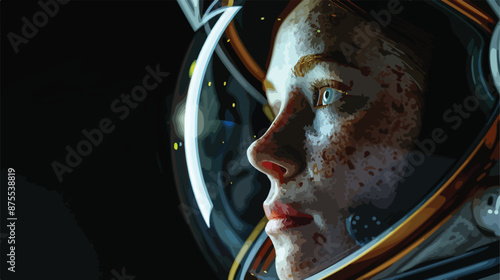 A close up shot of a female astronaut she have freckle