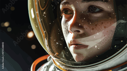 A close up shot of a female astronaut she have freckle