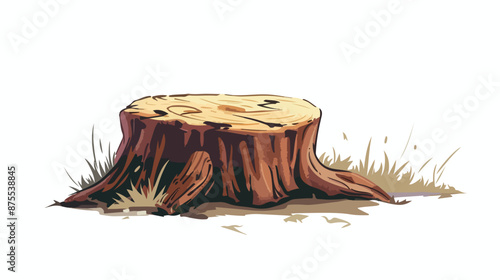 A closeup of a cut off tree trunk on the ground 