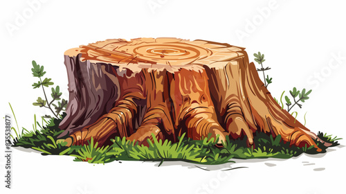 A closeup of a cut off tree trunk on the ground 