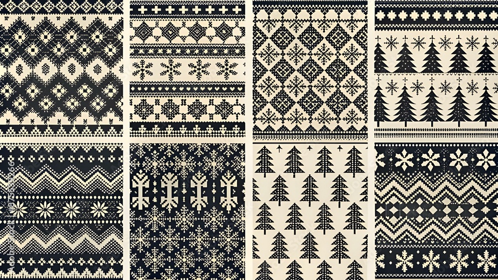 set of seamless pattern black and white in Scandinavian style - vector illustration, eps
set of seamless pattern black and white in Scandinavian style - vector illustration, eps
