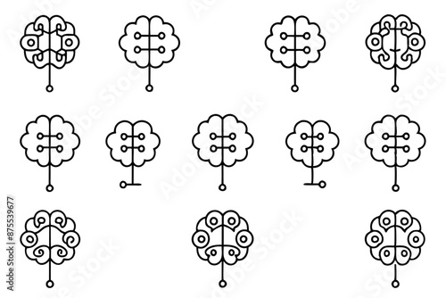 Brain circuit line art design conceptual artwork