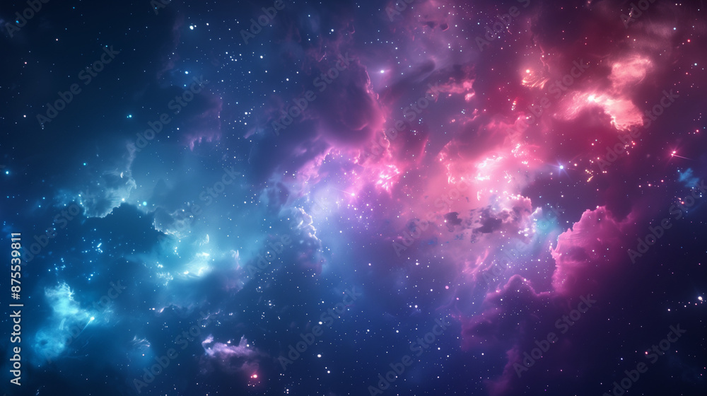 Naklejka premium Beautiful nebula in space with vibrant colours.