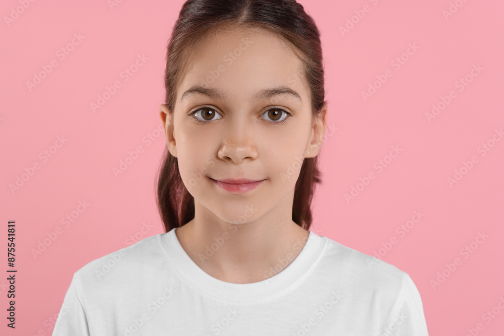 Portrait of beautiful girl on pink background Portrait of beautiful girl on pink background