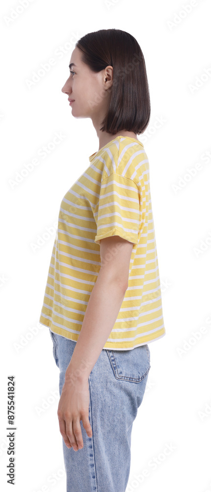 Woman with good posture on white background Woman with good posture on white background