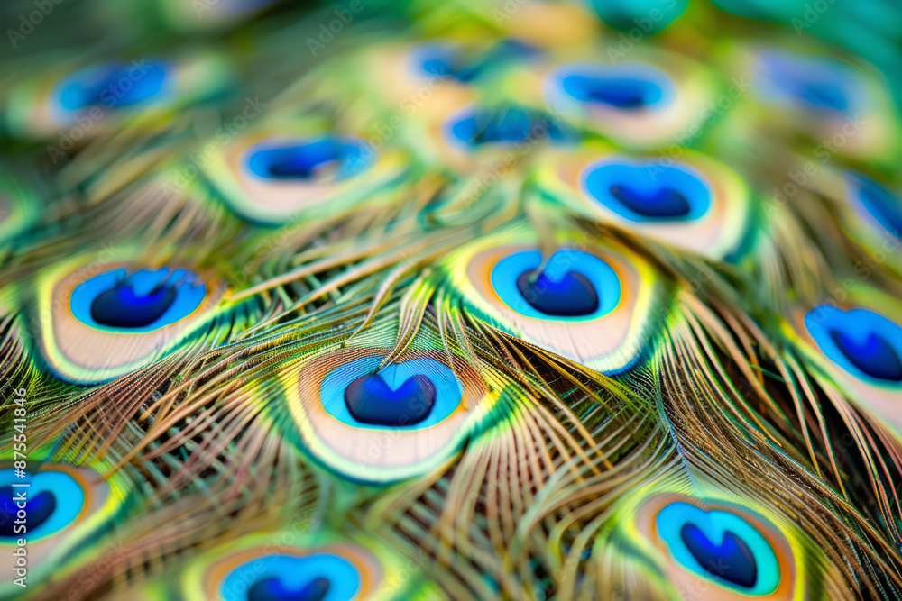 Obraz premium Vibrant peacock feathers. Beauty of nature