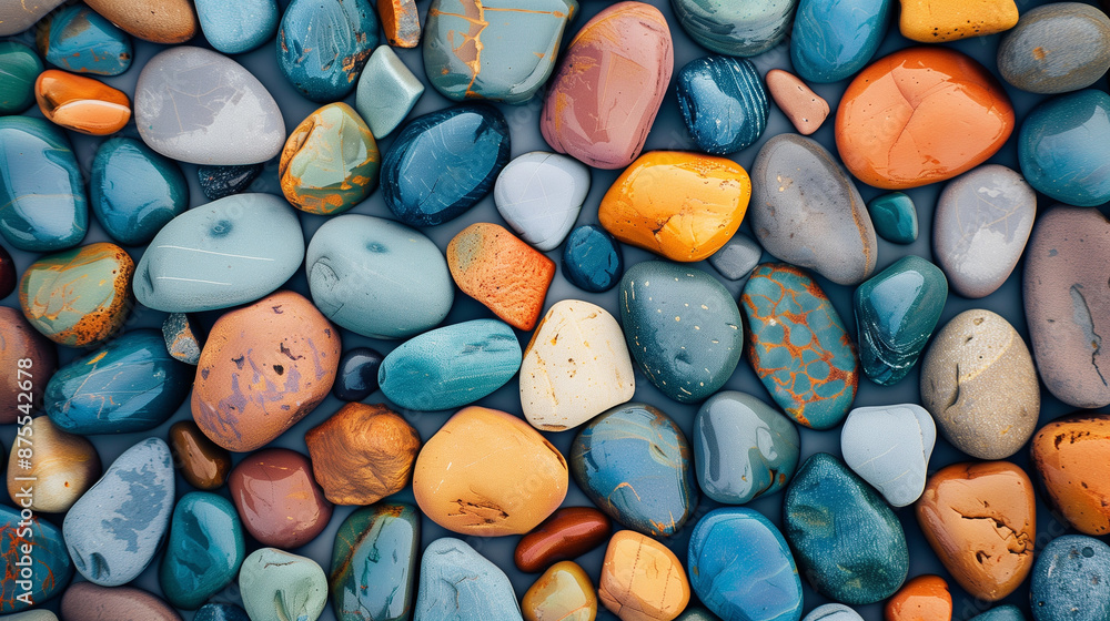Background with colourful pebbles, created with generative AI technology Background with colourful pebbles, created with generative AI technology