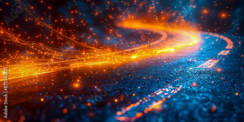 Glowing abstract background with blue and golden light effects, ideal for digital and festive designs