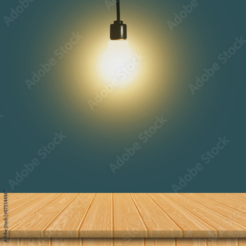 Bulb on top New product background for small products display post background with wooden product base 