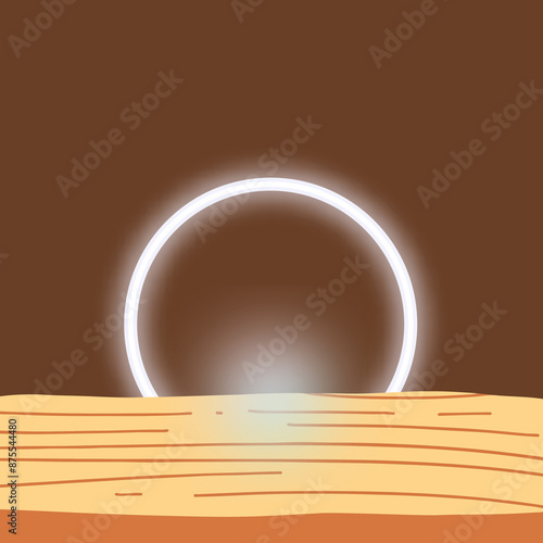 White light circle New product background for small products display post background with wooden product base 