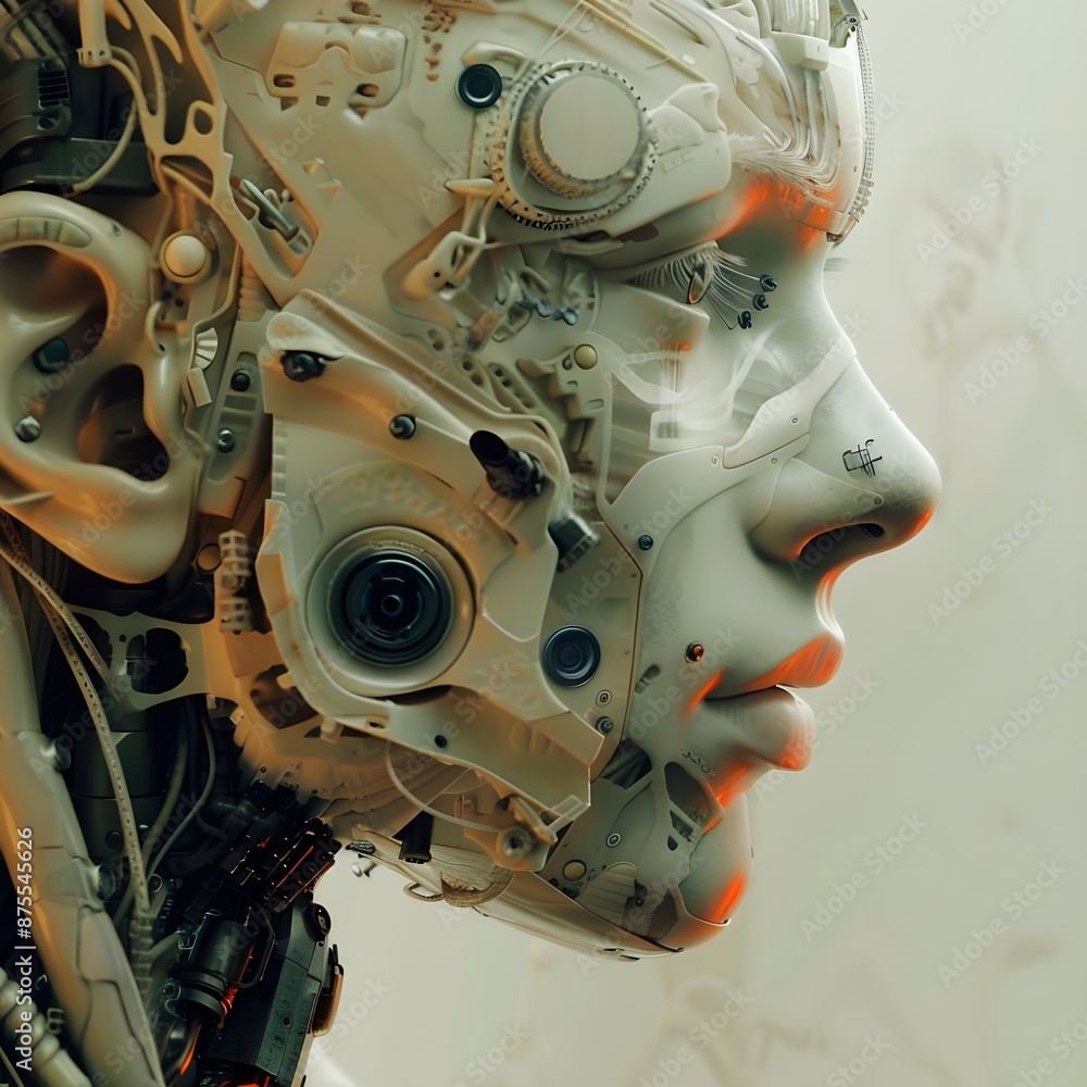 A detailed side profile of a humanoid robot with intricate mechanical components, showcasing the complexity of advanced robotics. A detailed side profile of a humanoid robot with intricate mechanical components, showcasing the complexity of advanced robotics.