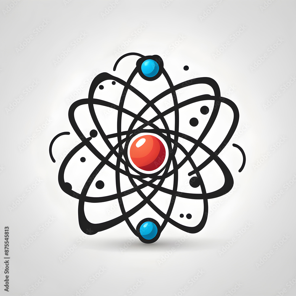 Atom logo icon on white background, Generative AI Atom logo icon on white background, Generative AI