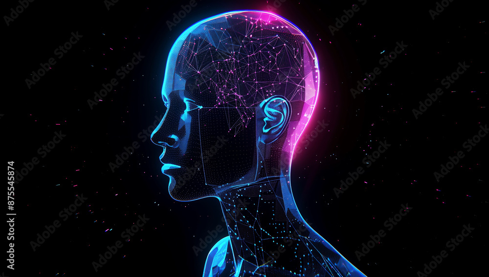 Cyberpunk landscape with 3D futuristic technology with retro synthwave elements isolated on black background. 3d illustration. Generative AI Cyberpunk landscape with 3D futuristic technology with retro synthwave elements isolated on black background. 3d illustration. Generative AI