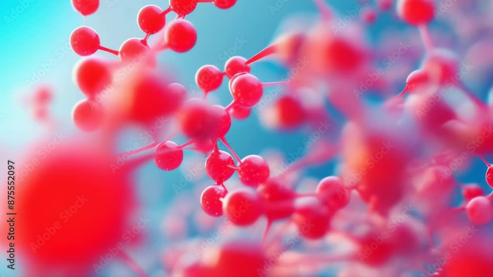 This image showcases an artistic depiction of molecular structures with red and blue lighting. The colorful, interconnected spheres suggest a scientific theme, evoking the essence of biology or This image showcases an artistic depiction of molecular structures with red and blue lighting. The colorful, interconnected spheres suggest a scientific theme, evoking the essence of biology or