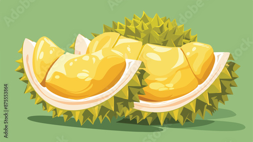 A half cut durian showing rich yellowish creamy delicious