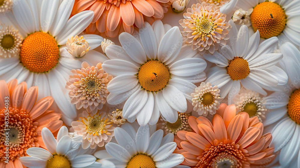 Fototapeta premium Bright and colorful gerbera daisies with detailed petals and a vibrant floral background