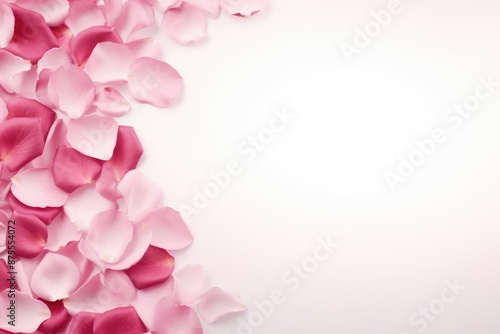 heart made of rose petals. Banner. White background. Postcard. Place for text. Love