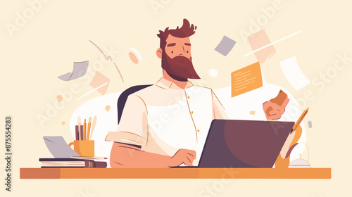 A happy hipster Caucasian a self employed with beard