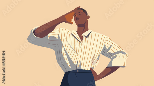 A happy working african man want to change his clothe