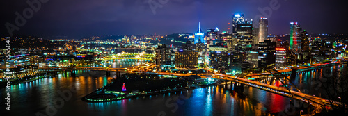 Vibrant Nightscape: Pittsburgh Skyline from Mount Washington