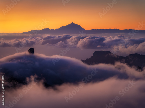 Sunrise Canary Island and Teide mountain photo