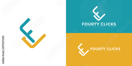 Abstract initial letter FC or CF logo in blue-yellow color isolated on multiple background colors. The logo is suitable for software product technology logo vector design illustration inspiration