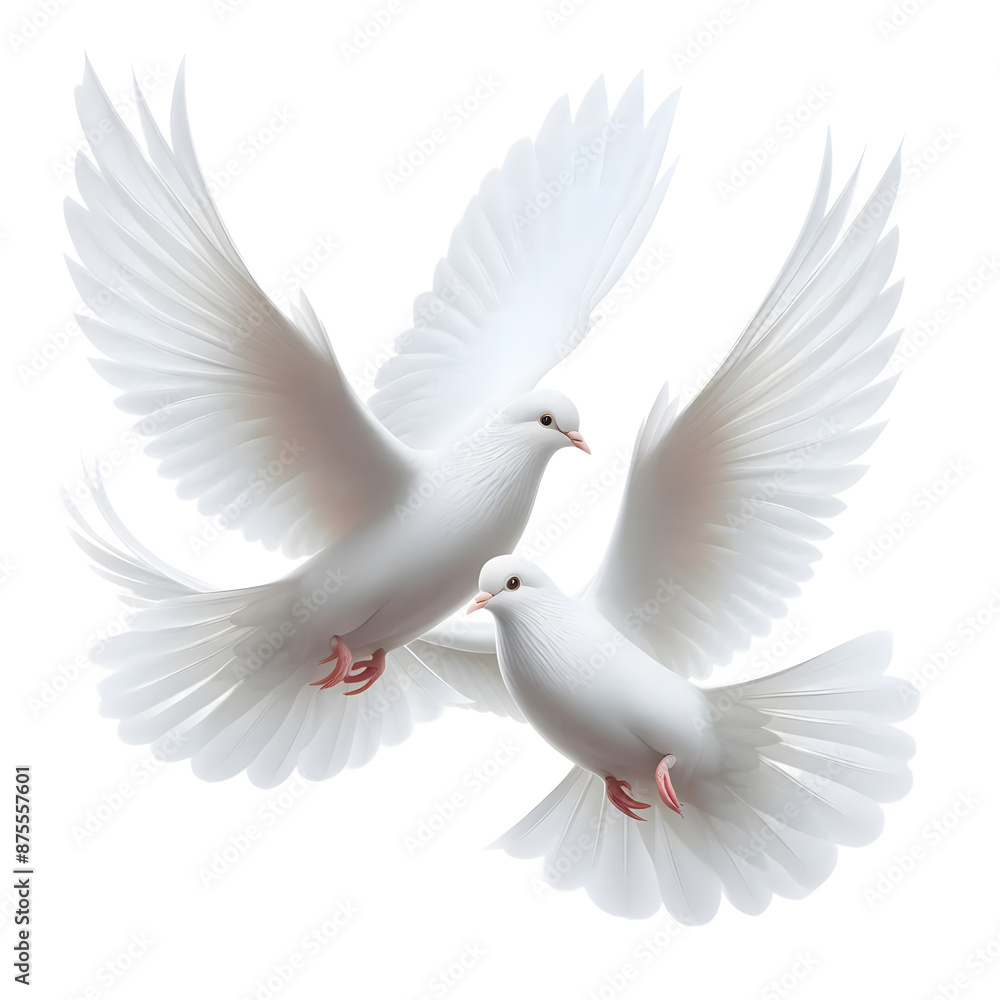 Obraz premium Dove Flying Isolated on transparent Background