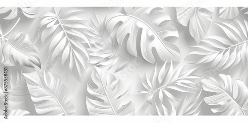 Exotic tropical leaves paper cutout on white background for travel, fashion, beauty, art inspiration concept