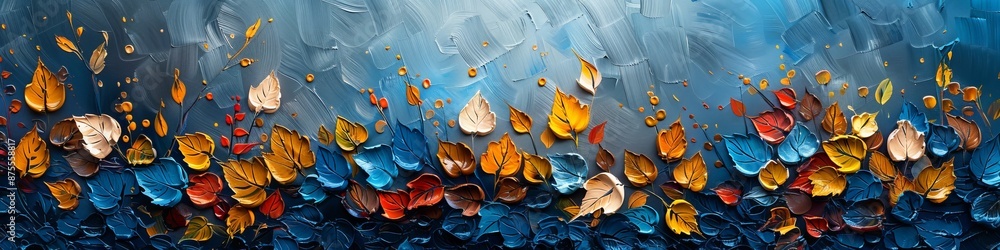 Rough texture of colorful paint squares with leaves. Rough texture of colorful paint squares with leaves.