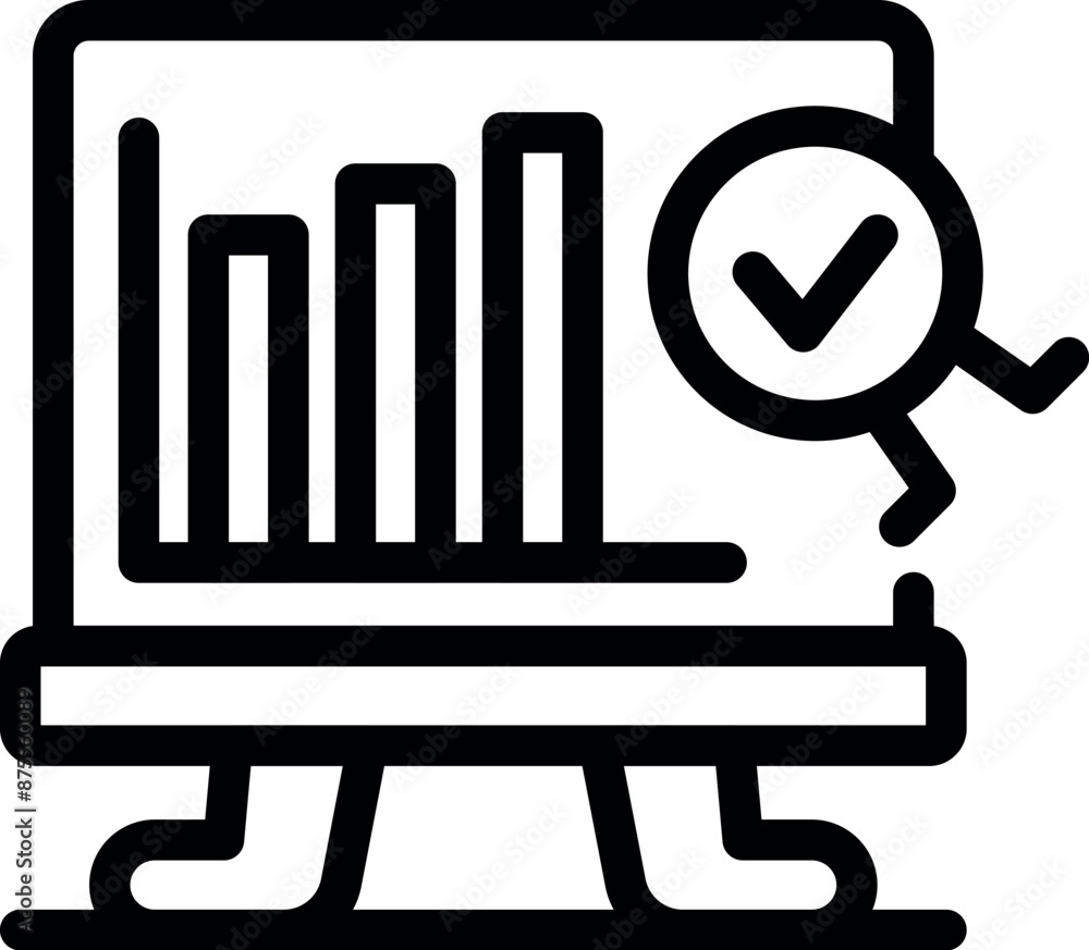 Simple icon of a business report showing positive results with a checkmark Simple icon of a business report showing positive results with a checkmark