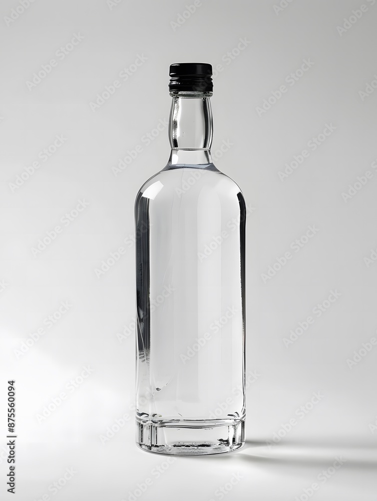Fototapeta premium Clear bottle of vodka on a white background