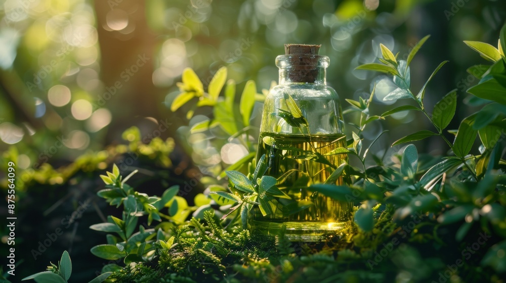 Essential Oil Bottle in Nature Essential Oil Bottle in Nature