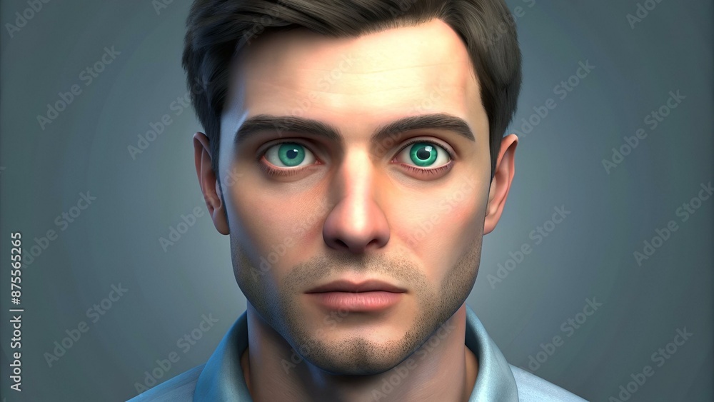 A man with exotropia, 3D illustration A man with exotropia, 3D illustration