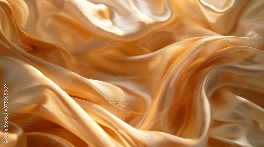 Fototapeta premium Close-Up of Luxurious Golden Silk Fabric