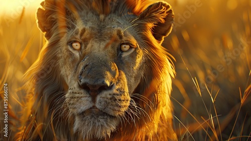 Close up of a Male Lion in the African Savannah