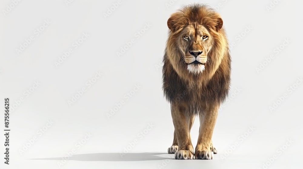 Fototapeta premium Male adult Lion standing Panthera Leo isolated on white