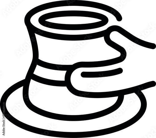 Line art icon of a potter crafting a clay pot on a pottery wheel