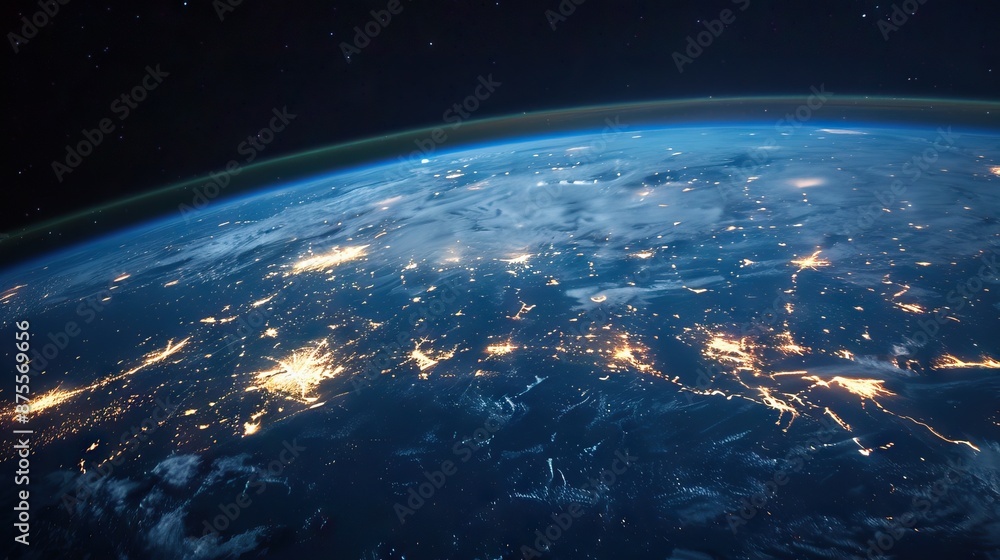 Obraz premium Global business concept illustrated through Earth from space.