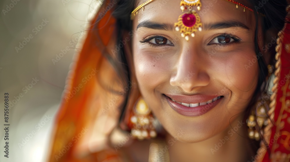 Indian woman in traditional sari happy portrait. Indian woman in traditional sari happy portrait.