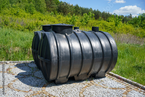two copies of a plastic septic tank for a domestic sewage treatment plant