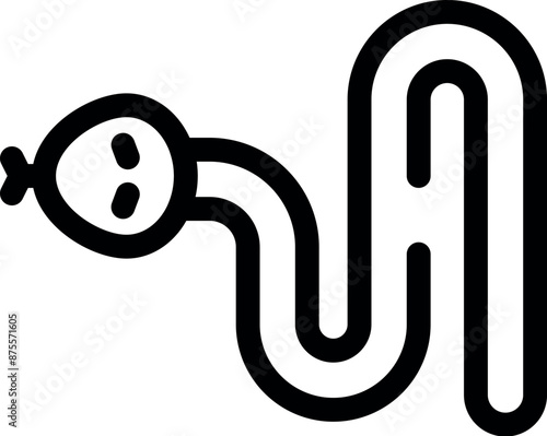 Simple bold line icon representing a plumbing system with a snake clogging a drain pipe