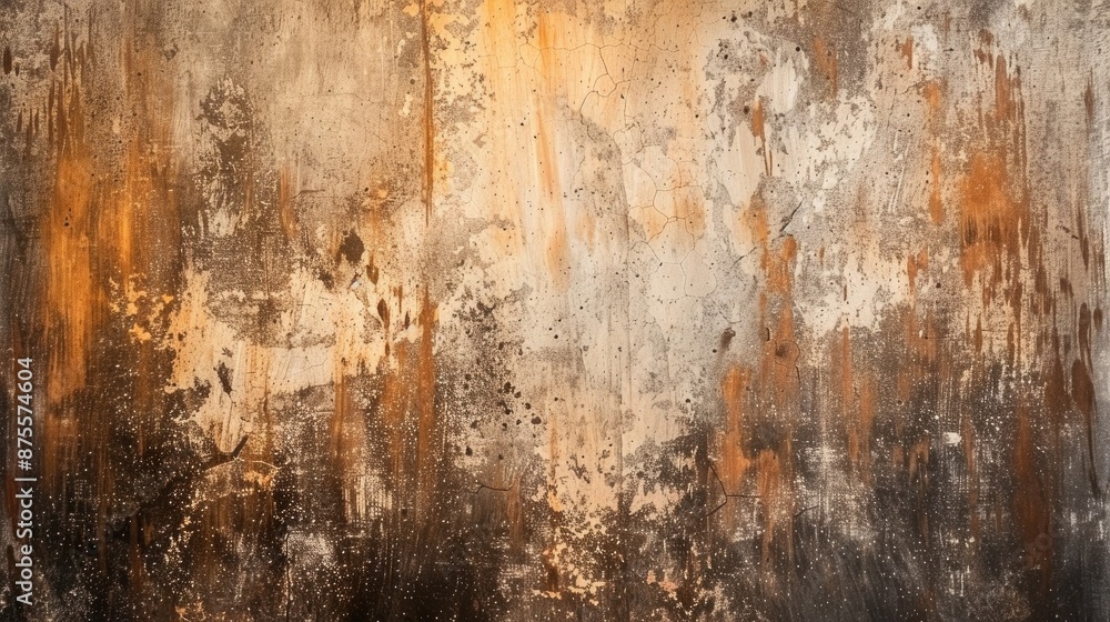 Obraz premium Textured concrete wall with vintage paint in retro style Brown grungy panel with abstract space