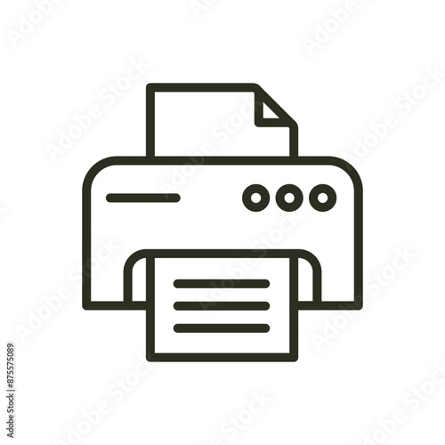 Printer office document printout device outline icon. Paper printing device vector icon illustration image