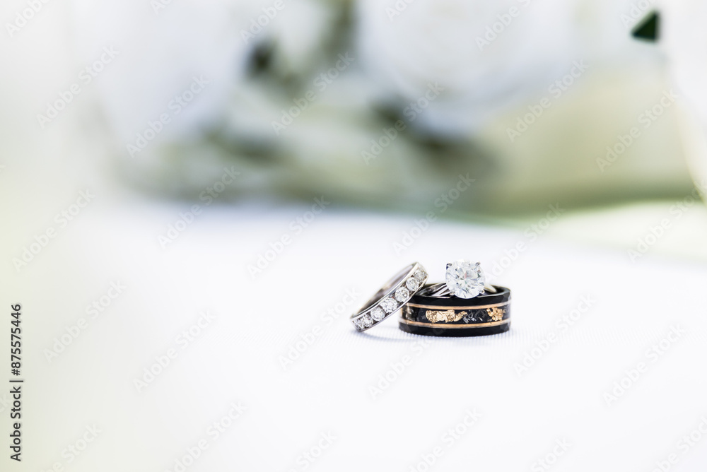 Wedding Rings With Floral Background Wedding Rings With Floral Background