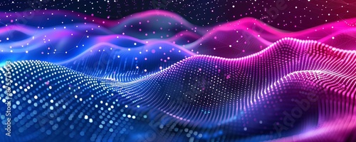 Abstract gradient background with dots and wavy lines for technology concept, Technology abstract futuristic background. Design template for web poster