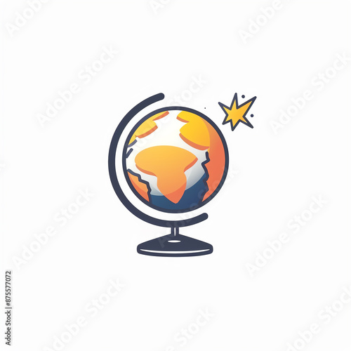 Illustration of a globe with a star, depicting global education and exploration concepts with a playful and vibrant design. © HDP-STUDIO