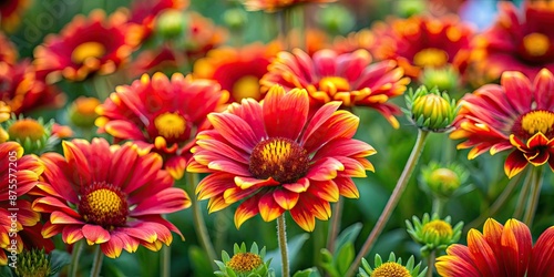 Vibrant red and yellow flowers in full bloom, blooming, bright, colorful, floral, garden, nature, petals, vibrant, summer, spring © Sujid