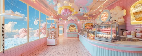 A summer-themed ice cream shop
