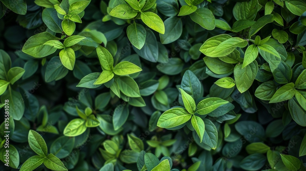 Close-up of vibrant green leaves in natural light Close-up of vibrant green leaves in natural light